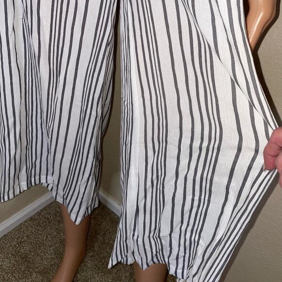 Lascana Tie Front Culotte Jumpsuit wide leg strapless wuite blue Romper SZ 4 - Picture 10 of 12